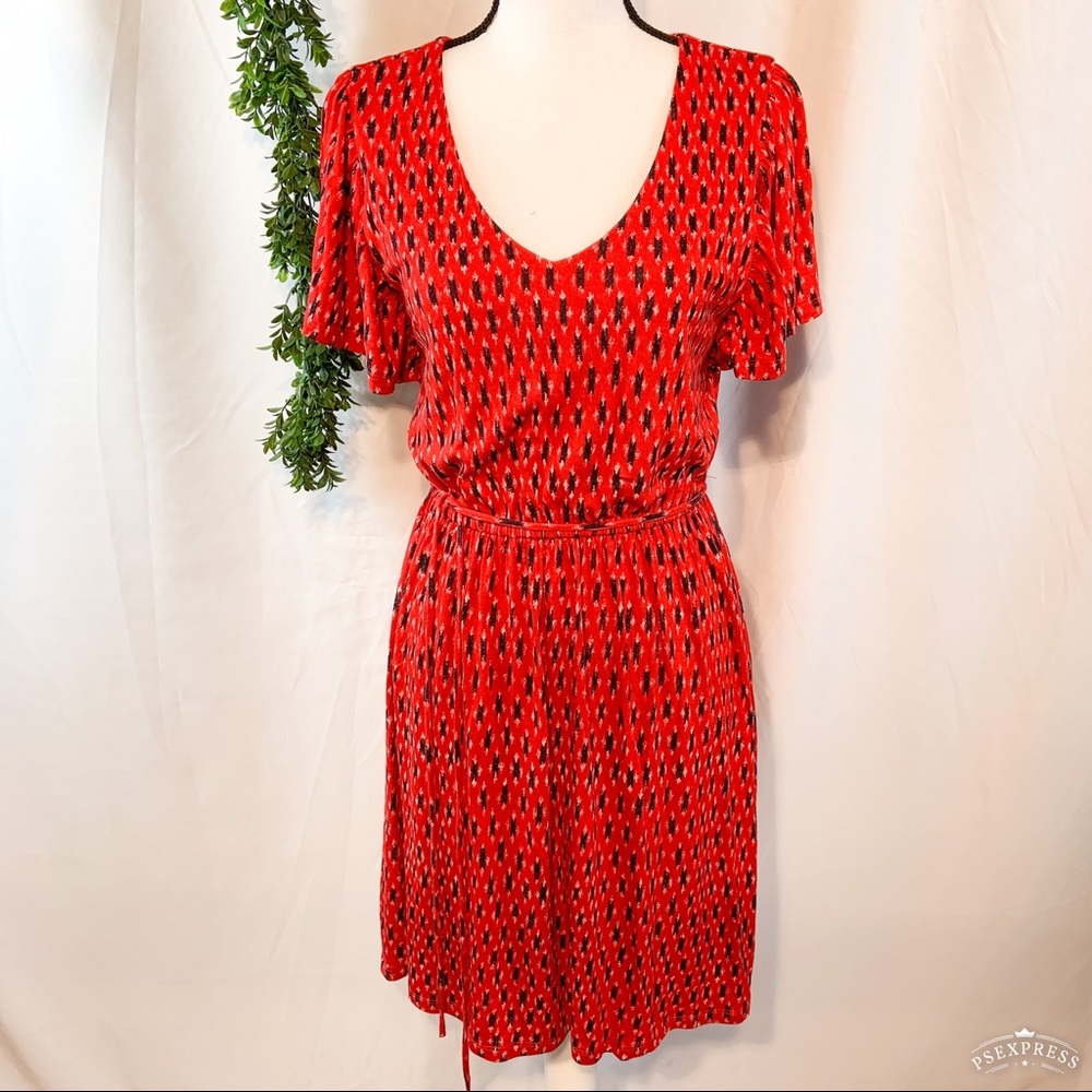 Loft Red White and Blue Knit Summer Dress Medium